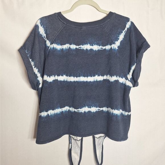 Old Navy Womens Tie Dye Box Sweatshirt Short Cap Sleeve Midriff Tie Front XL - Picture 6 of 11